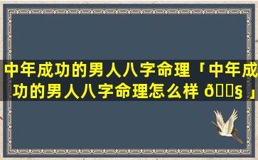 中年成功的男人八字命理「中年成功的男人八字命理怎么样 🐧 」